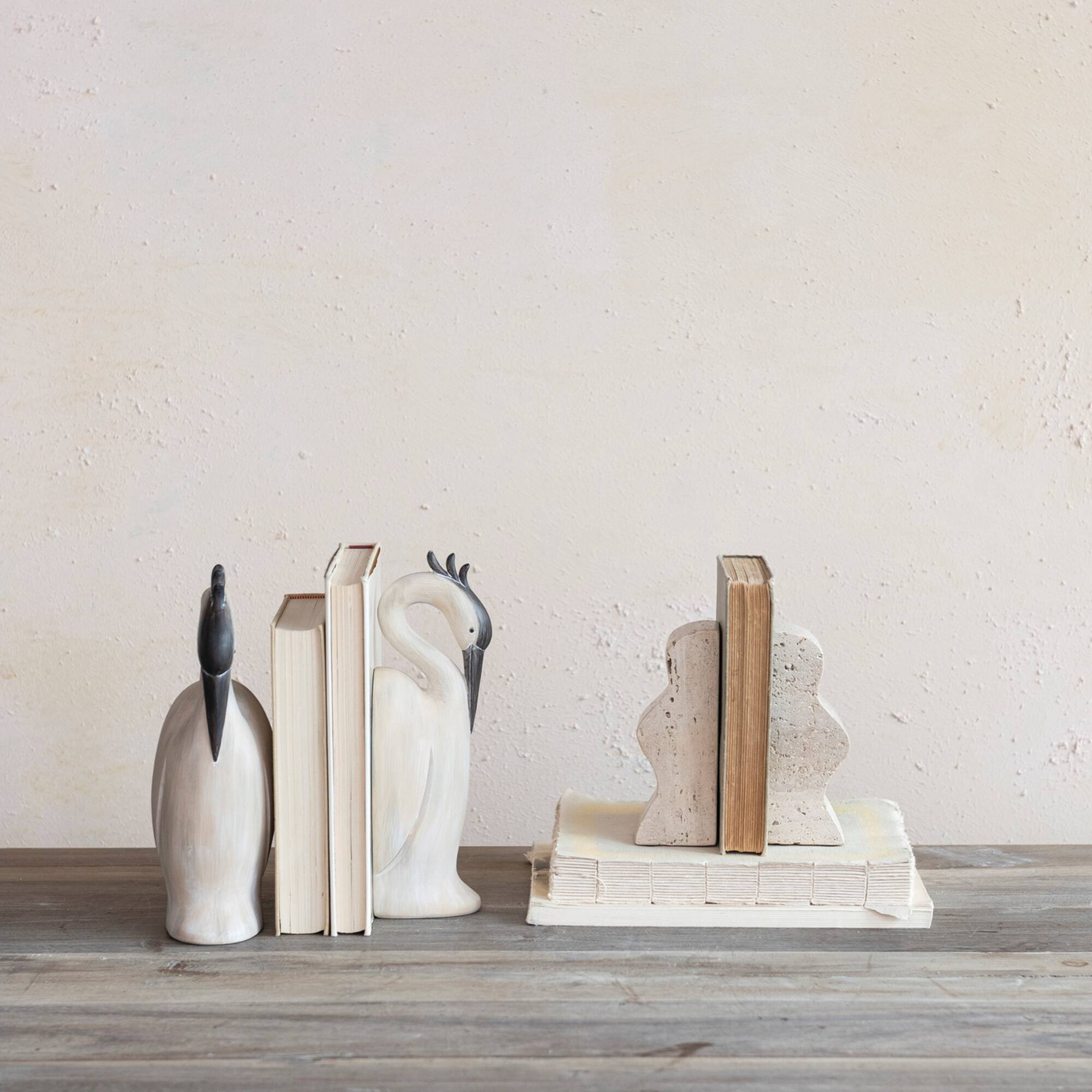 Hello Honey® 6" Natural Travertine Wave Bookends Set